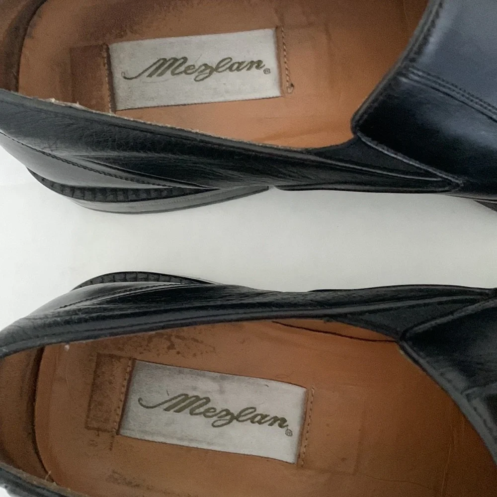 MEZLAN MENS LEATHER LOAFERS SLIP ON SQUARE TOE BLACK LUXURY DESIGNER SIZE 10